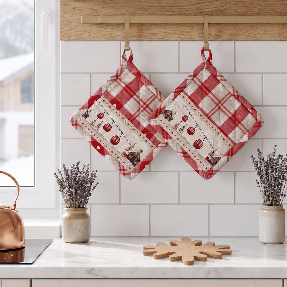 Coppia presine con decorazione fiocco di neve Le Tele di Margi