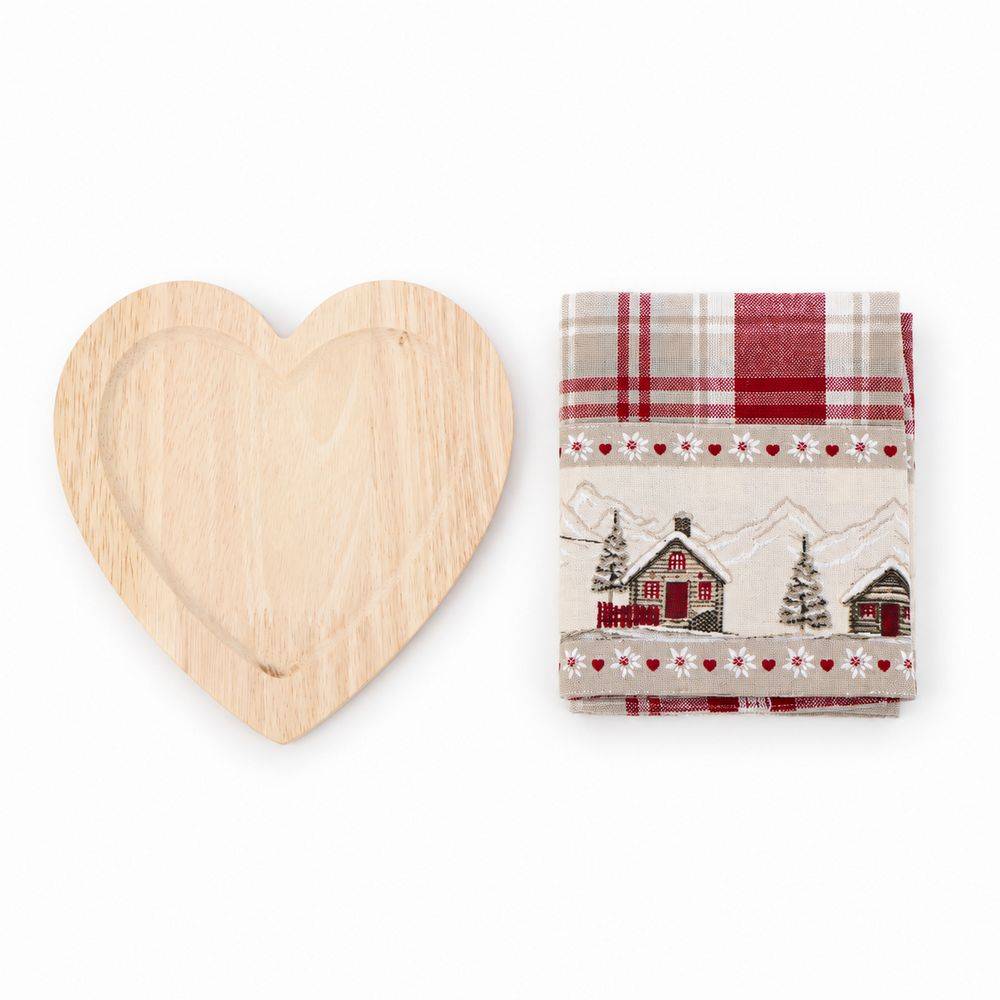 Set canovaccio con cuore legno