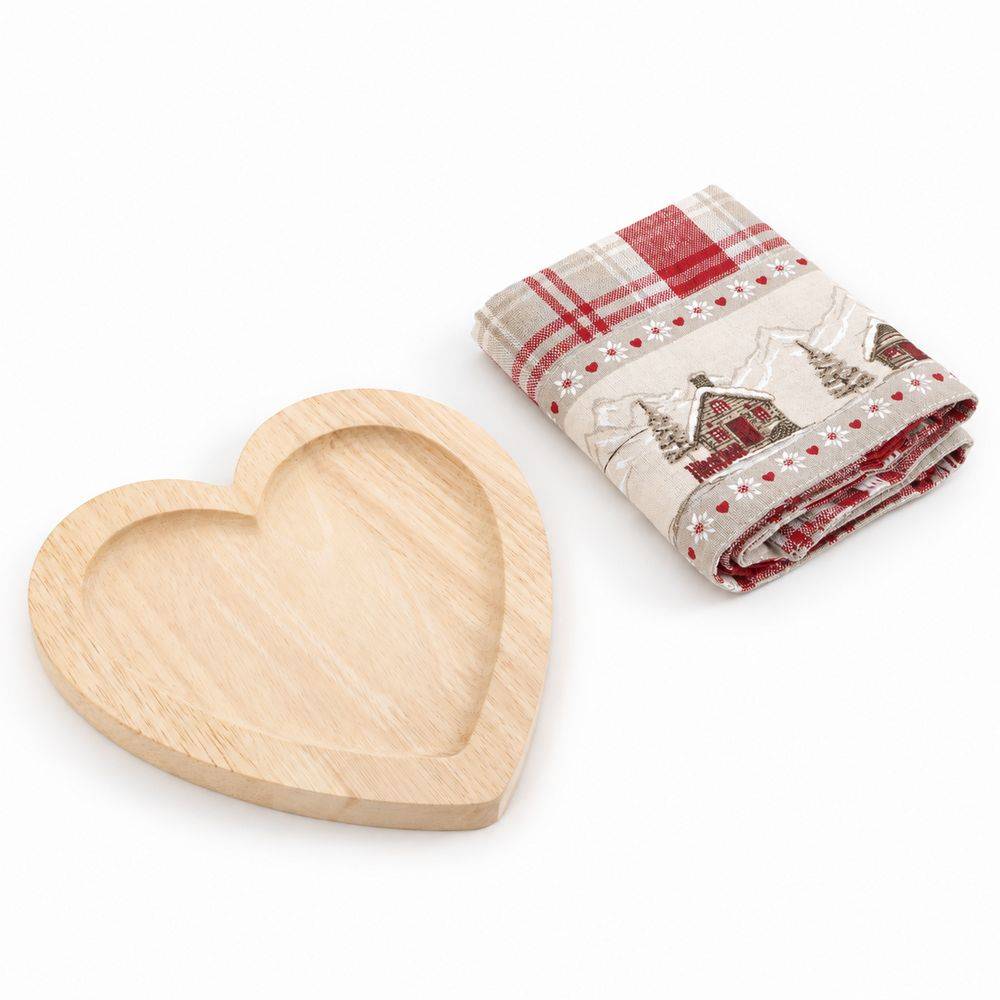 Set canovaccio con cuore legno