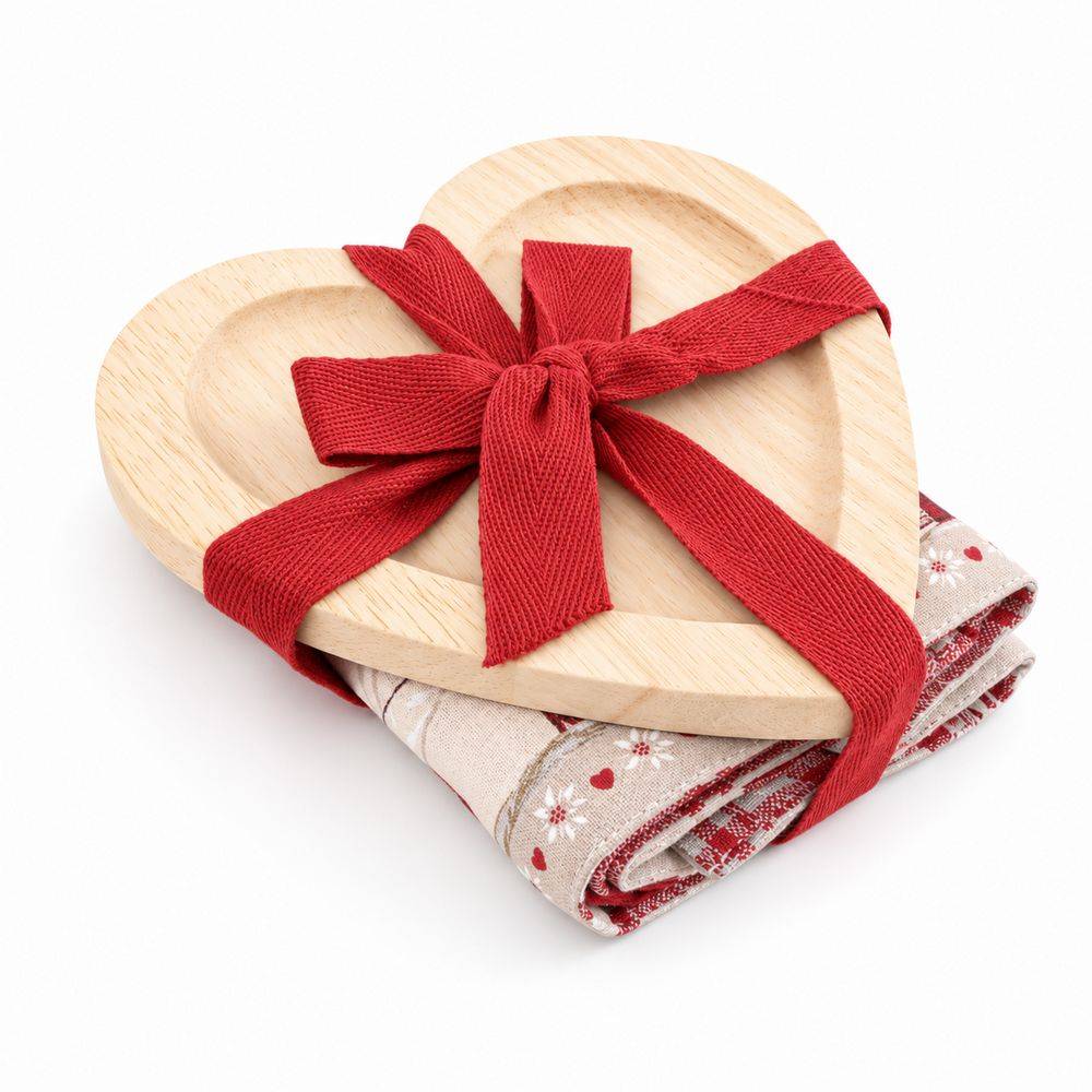 Set canovaccio con cuore legno