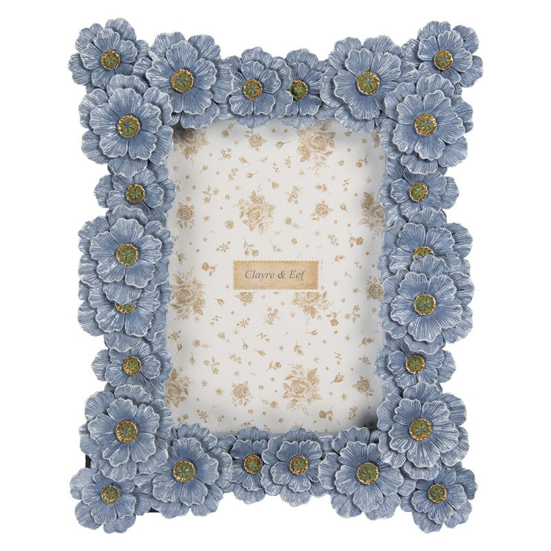 Cornice per foto 13x18 cm blu vetro e plastica Clayre & Eef